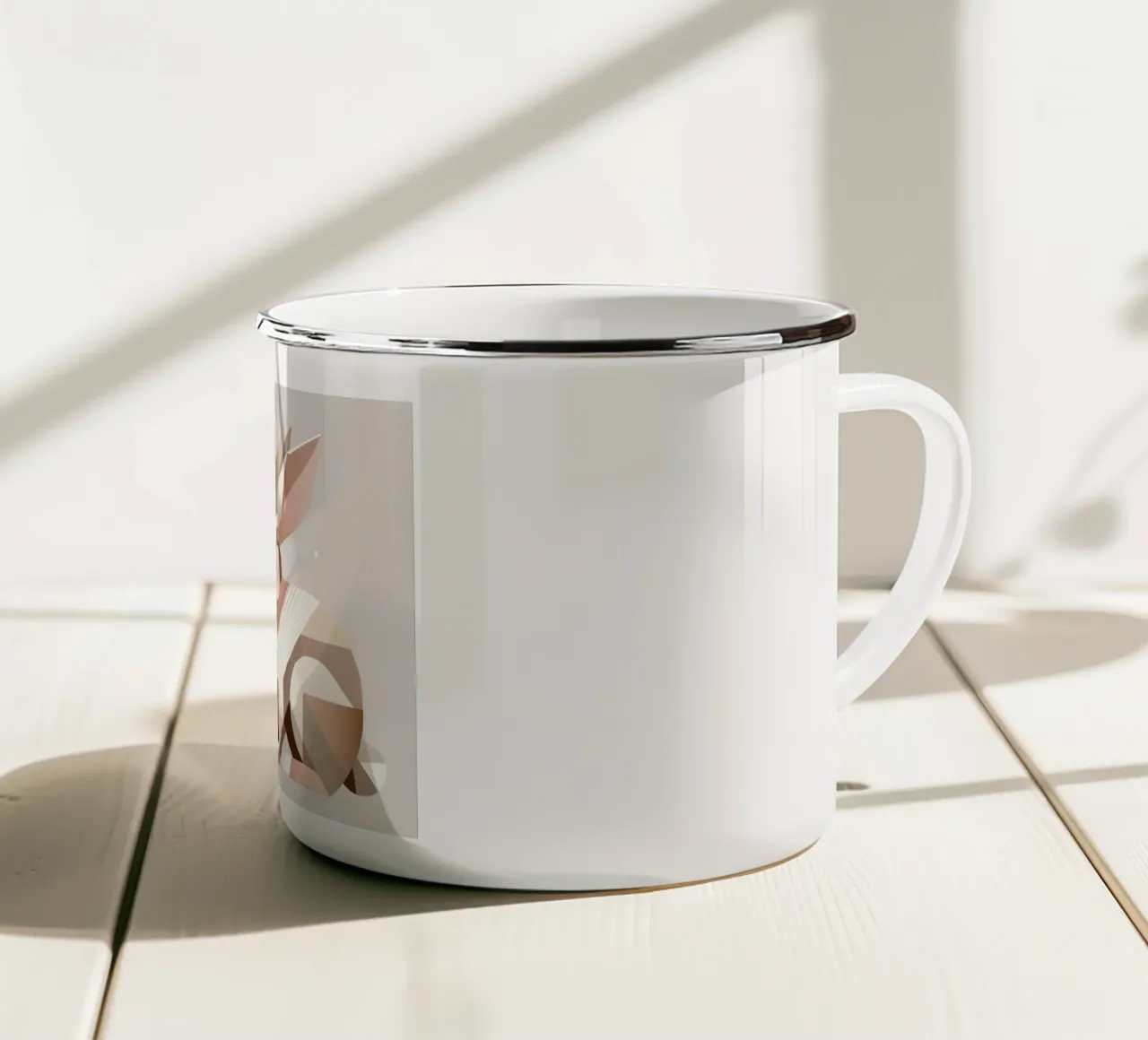 Deux lapins en représentation géométrique mug en émail de namosh