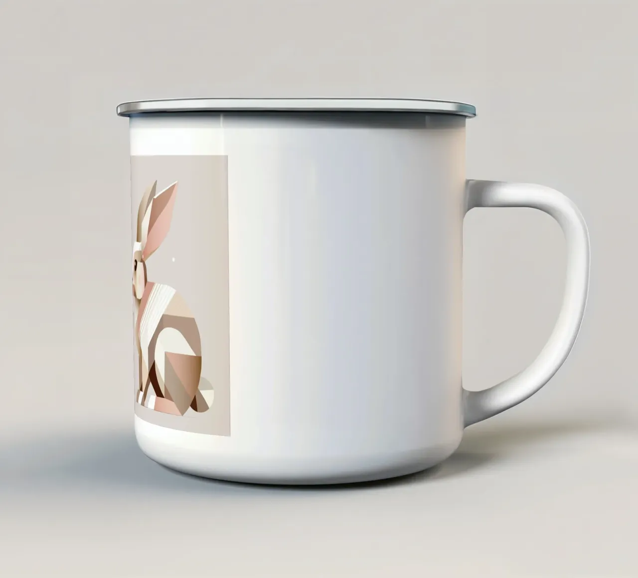 Deux lapins en représentation géométrique mug en émail de namosh