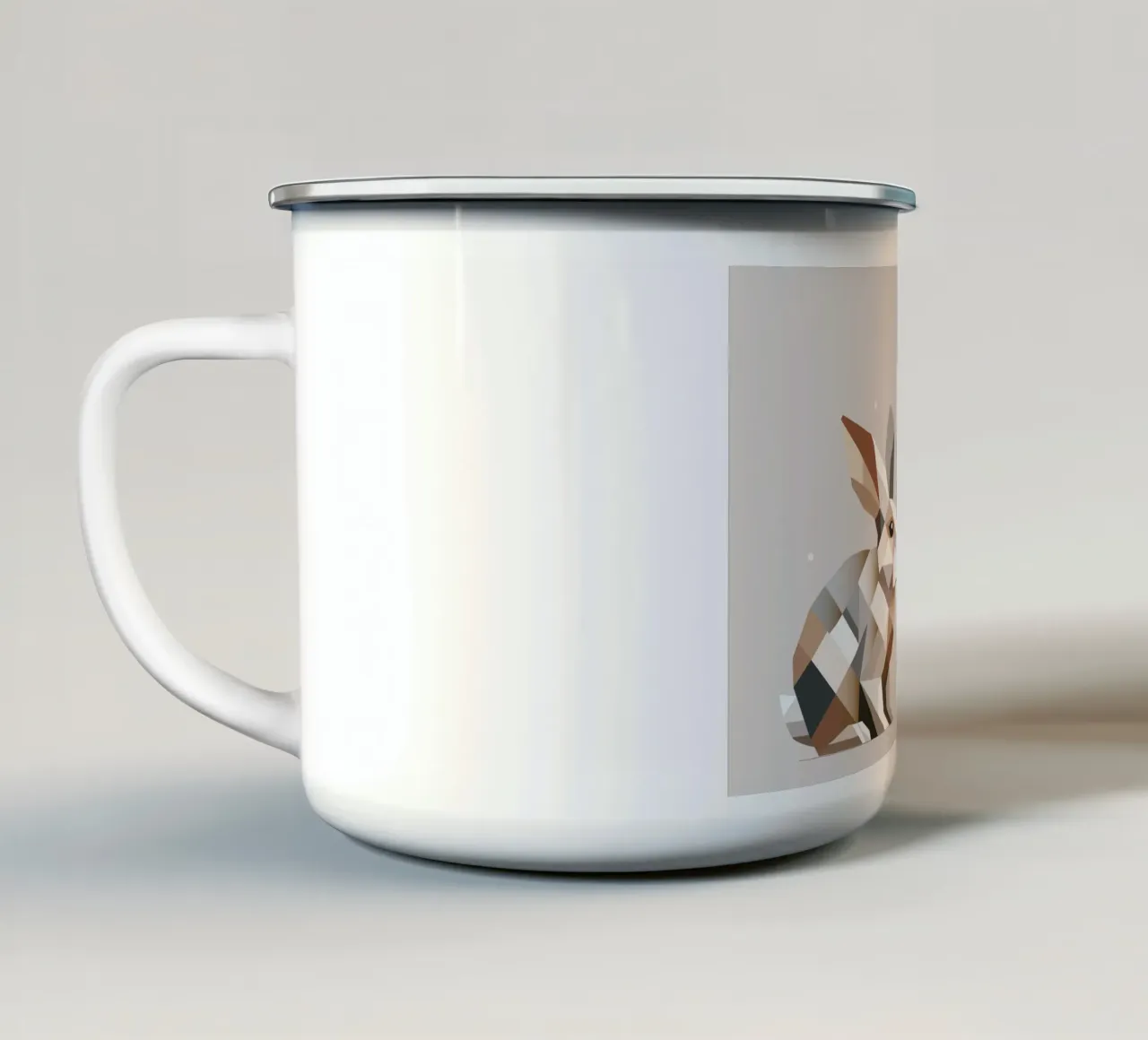 Deux lapins en représentation géométrique mug en émail de namosh