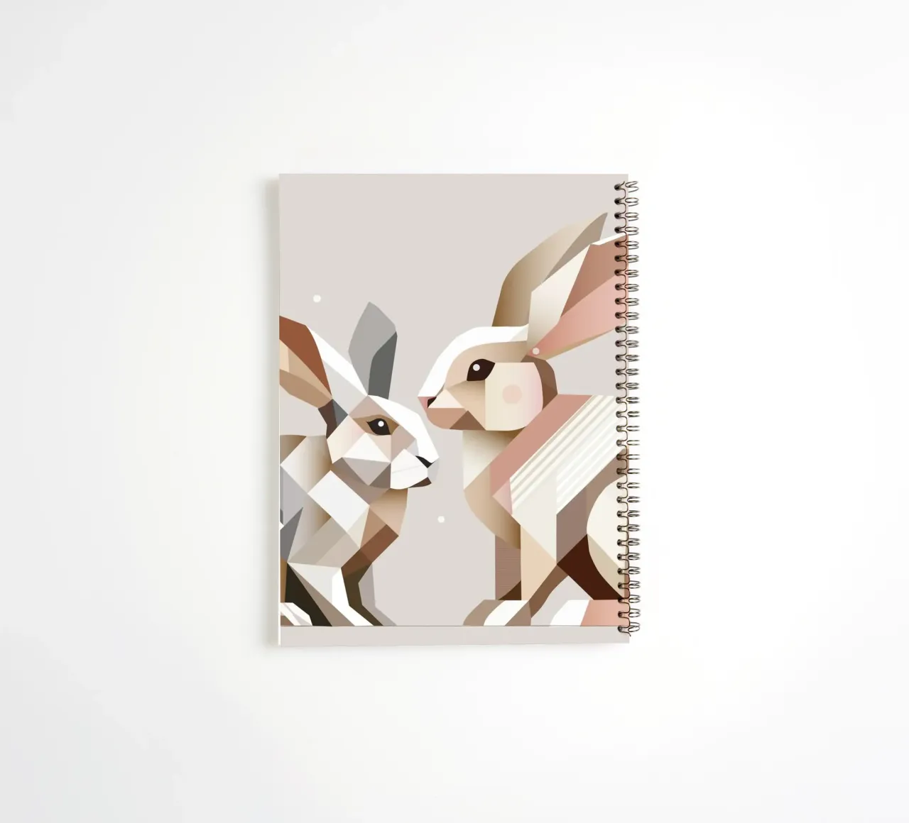 Two rabbits in geometric representation spiral notebook by namosh