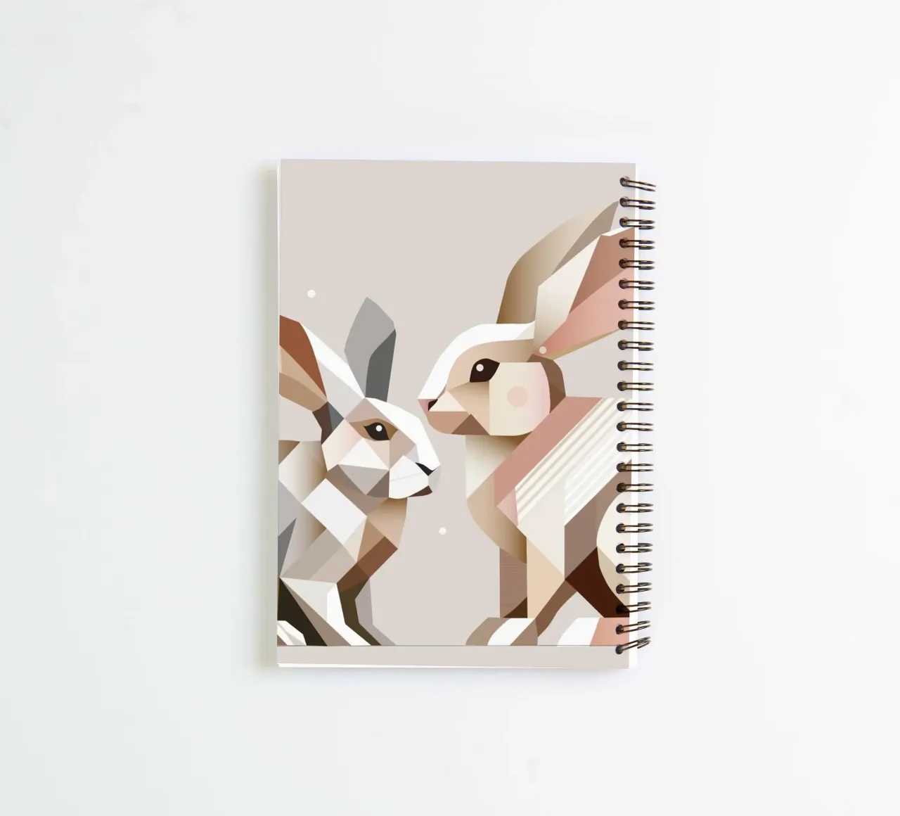 Two rabbits in geometric representation spiral notebook by namosh