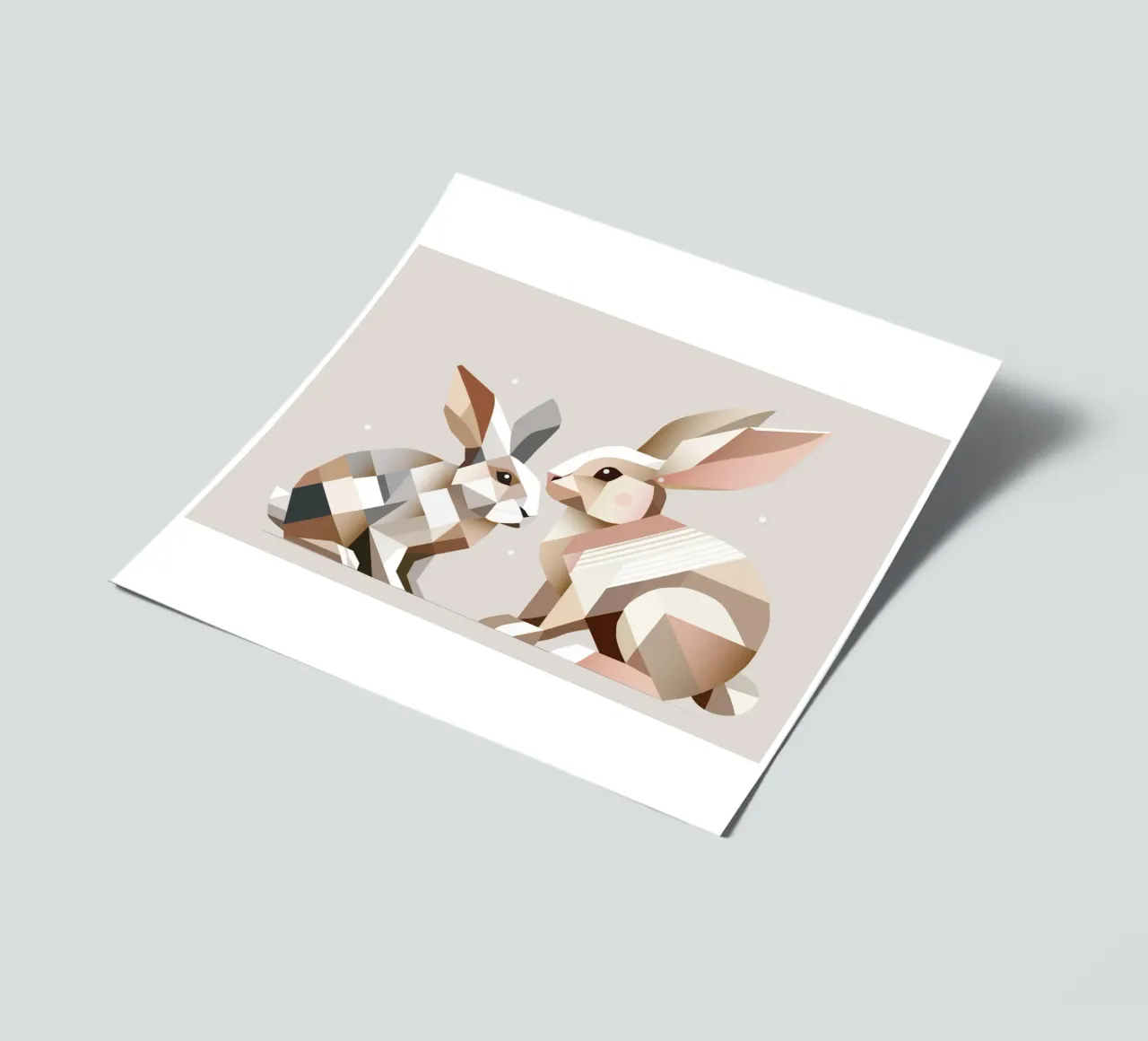 Twee konijnen in geometrische voorstelling stickervel van namosh
