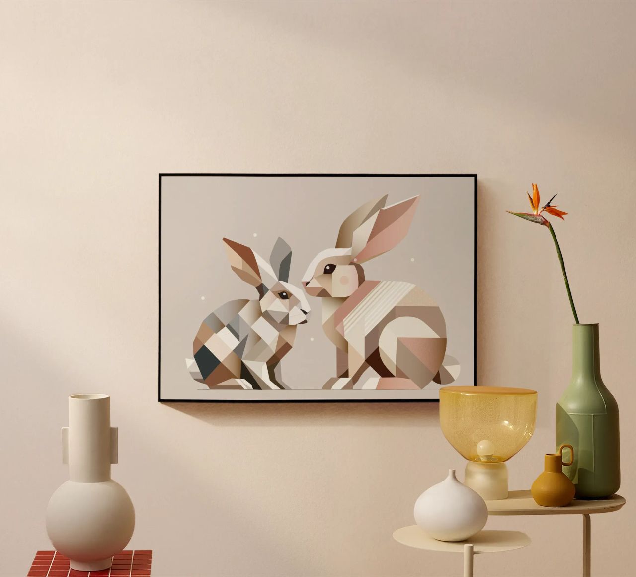 Zwei Hasen in geometrischer Darstellung Acryl-Glas von namosh