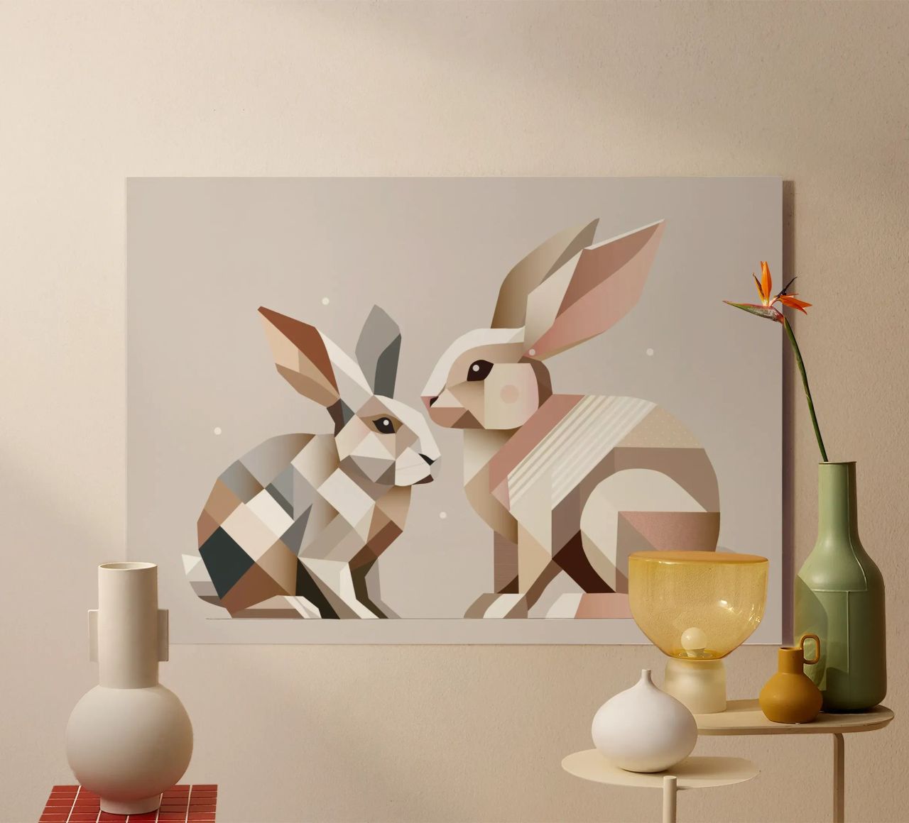 Zwei Hasen in geometrischer Darstellung Acryl-Glas von namosh