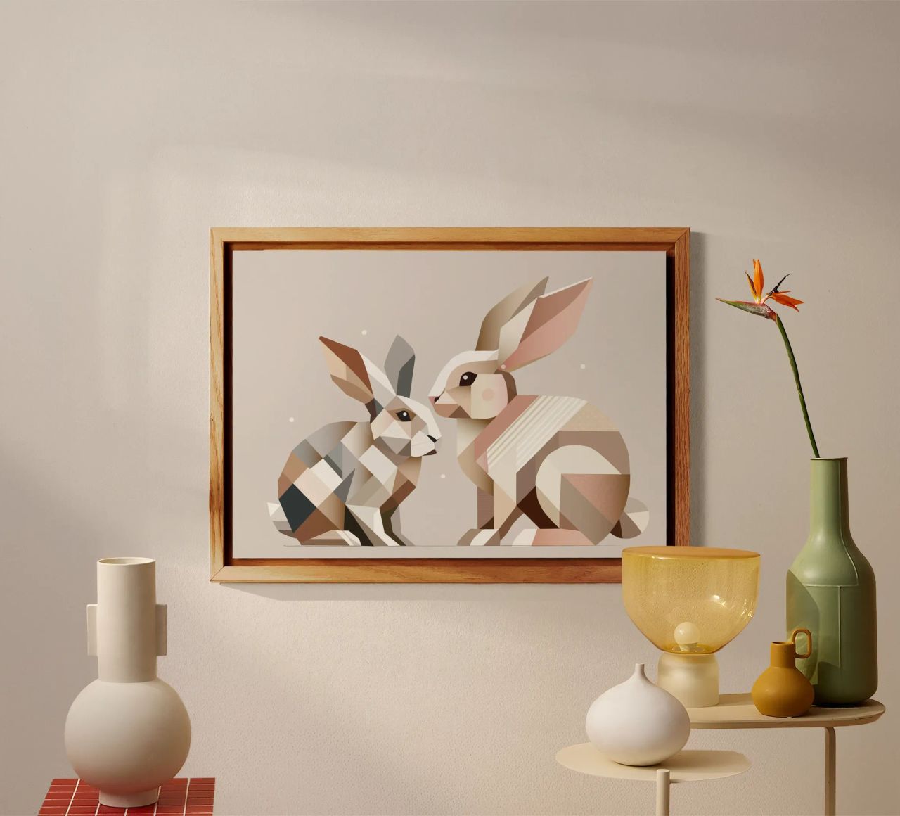 Two rabbits in geometric representation alu-dibond by namosh