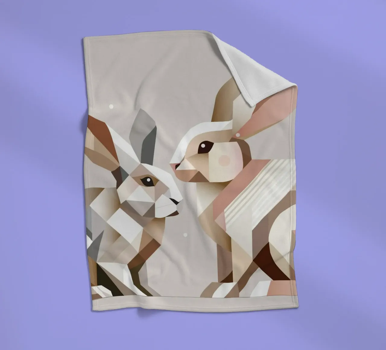 Due conigli in rappresentazione geometrica coperta in pile da namosh