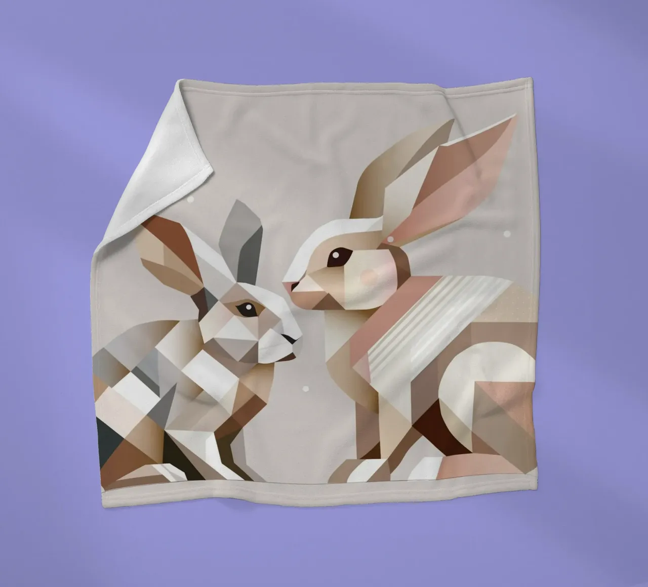 Due conigli in rappresentazione geometrica coperta in pile da namosh