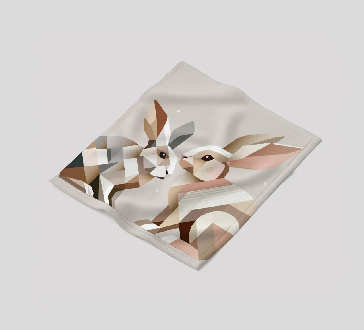 Due conigli in rappresentazione geometrica coperta in pile da namosh