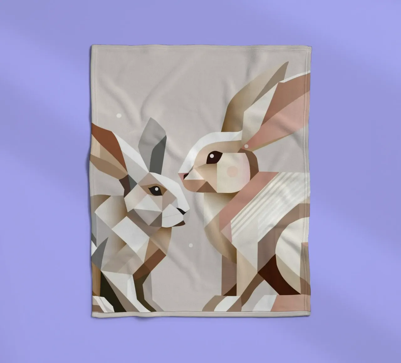 Due conigli in rappresentazione geometrica coperta in pile da namosh