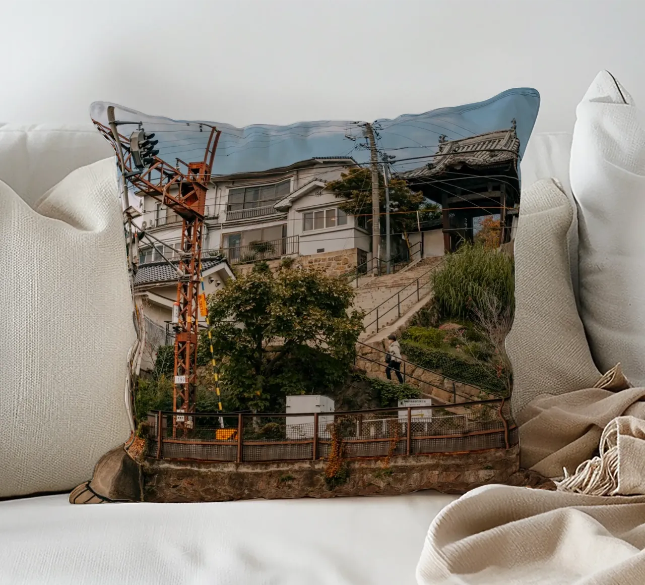 Le scale di Onomichi in Giappone cuscino da Marcel Bisig