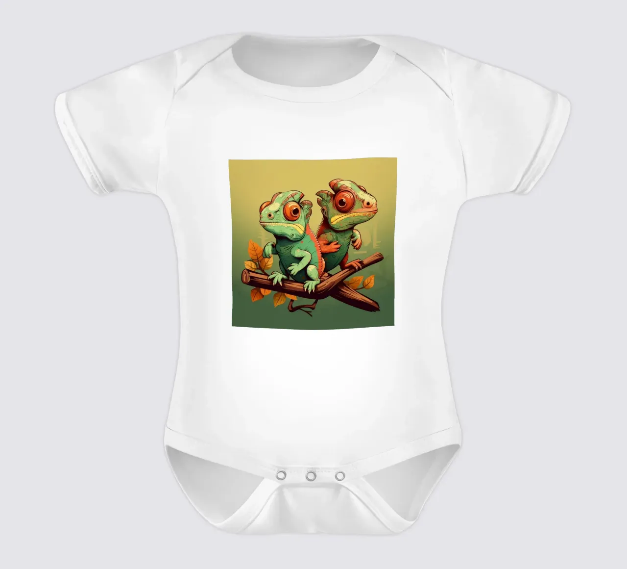 Retro Chameleon Duo babyrompertje korte mouwen van Funny Animals