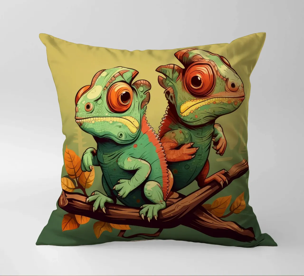 Duo camaleonte retrò cuscino da Funny Animals