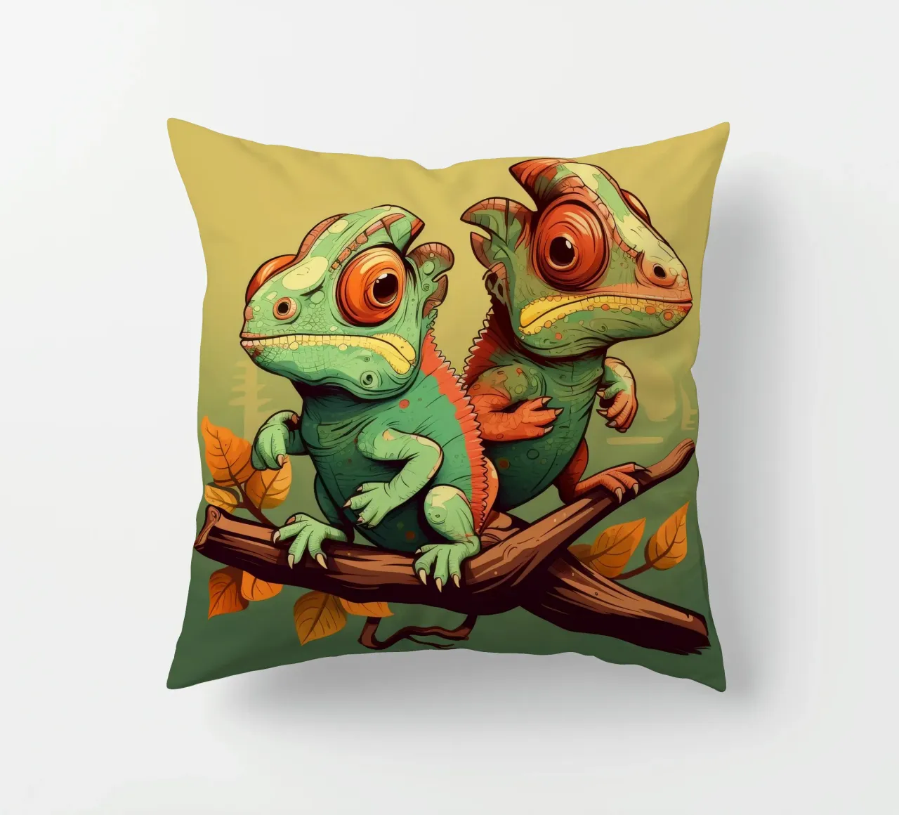 Duo camaleonte retrò cuscino da Funny Animals