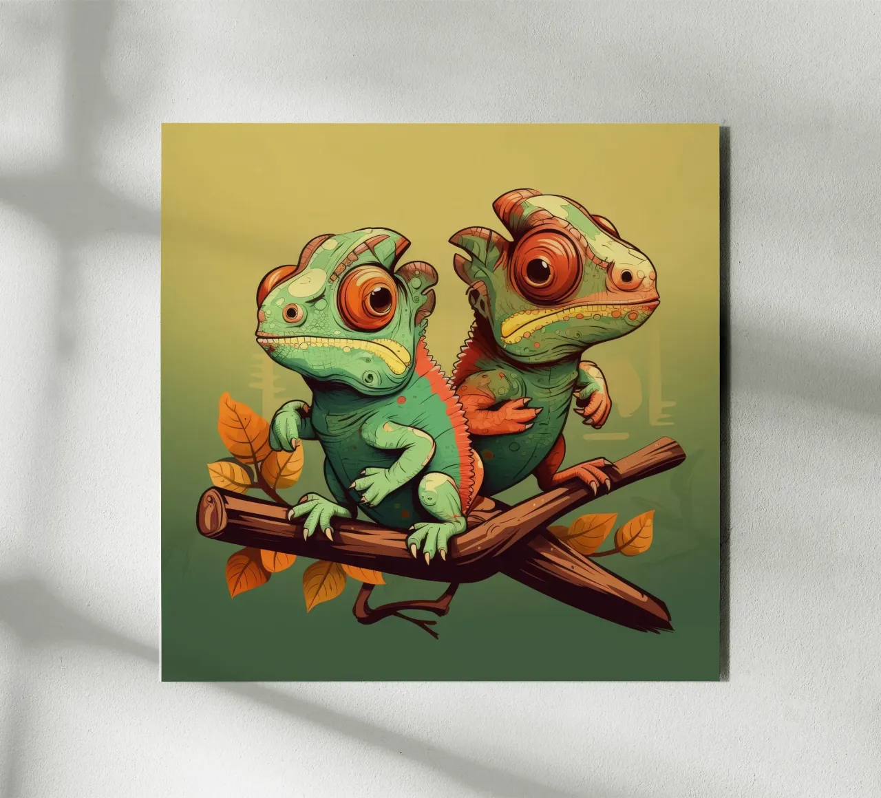 Duo camaleonte retrò alluminio dibond da Funny Animals