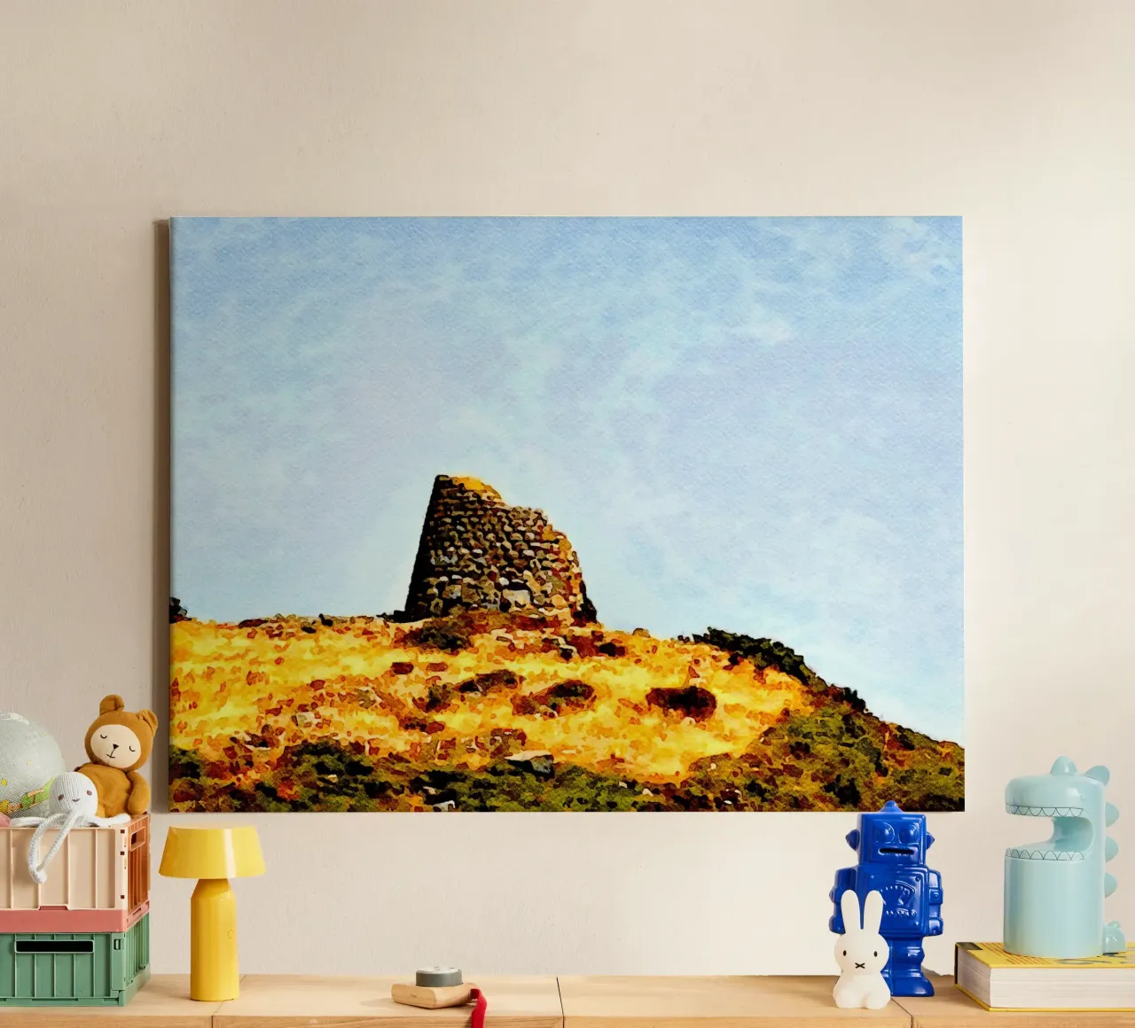Nuraghe tela con Cornice a cassetta da Massimo Frascogna