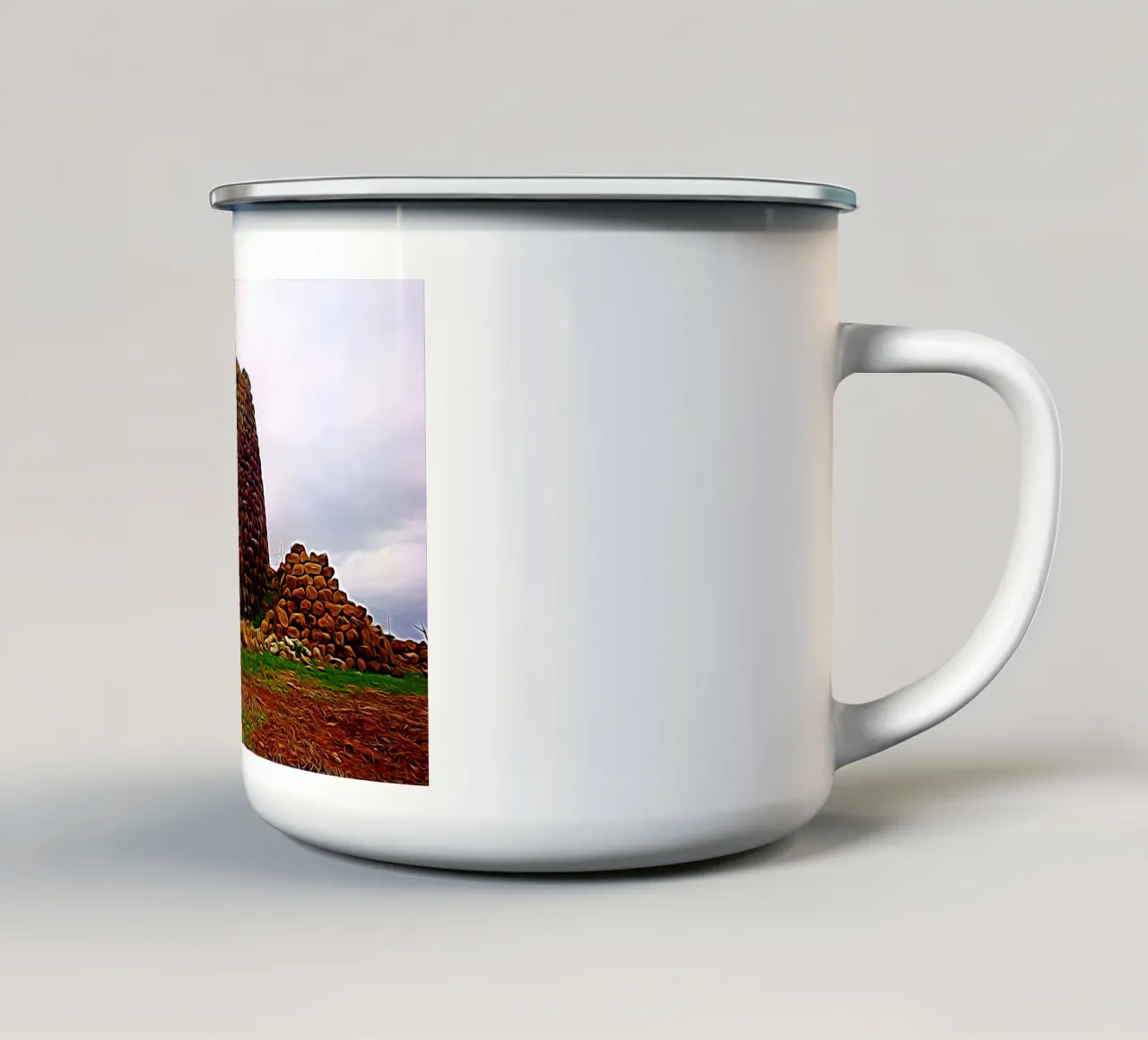 Nuraghe tazza in smalto da Massimo Frascogna
