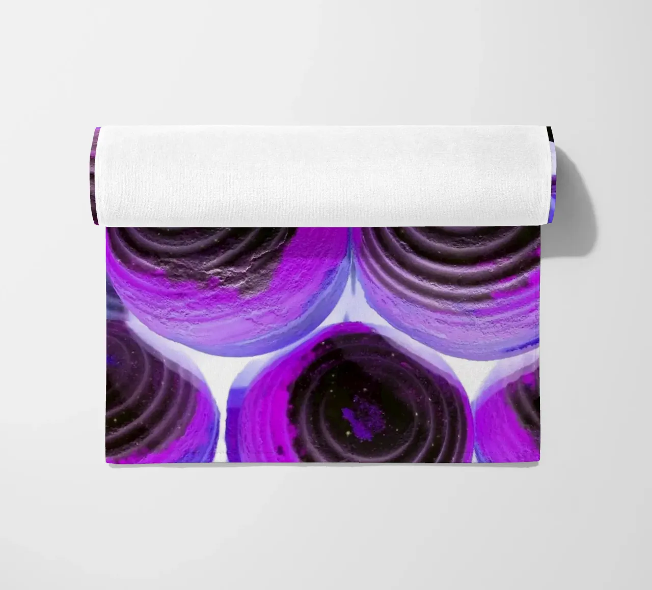 Purple balls beach towel by Massimo Frascogna