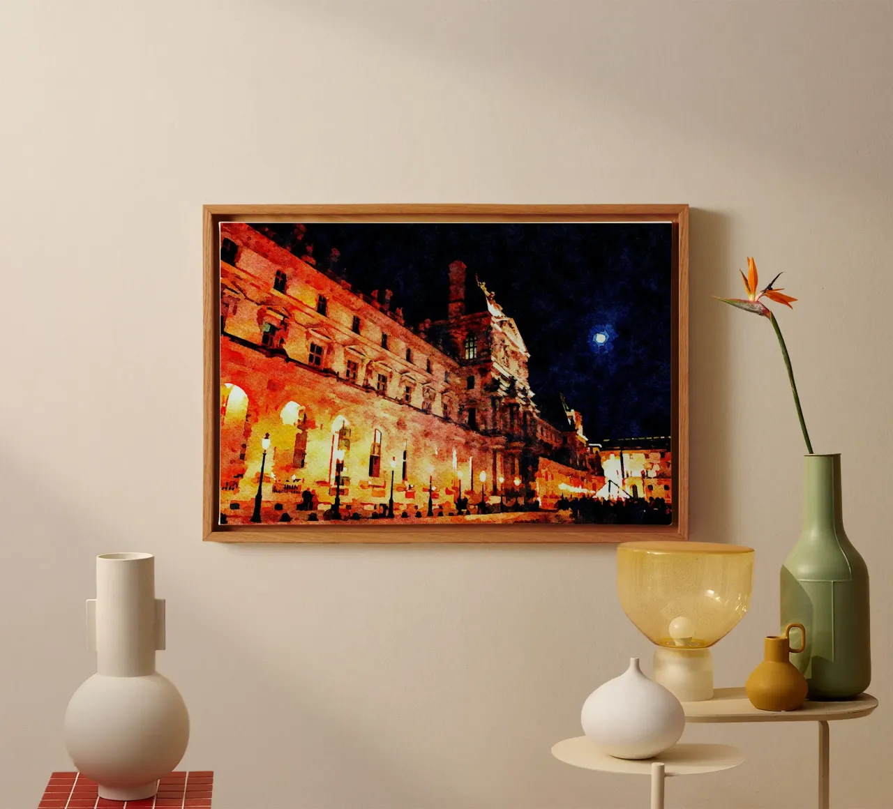 Parigi di notte tela con Cornice a cassetta da Massimo Frascogna