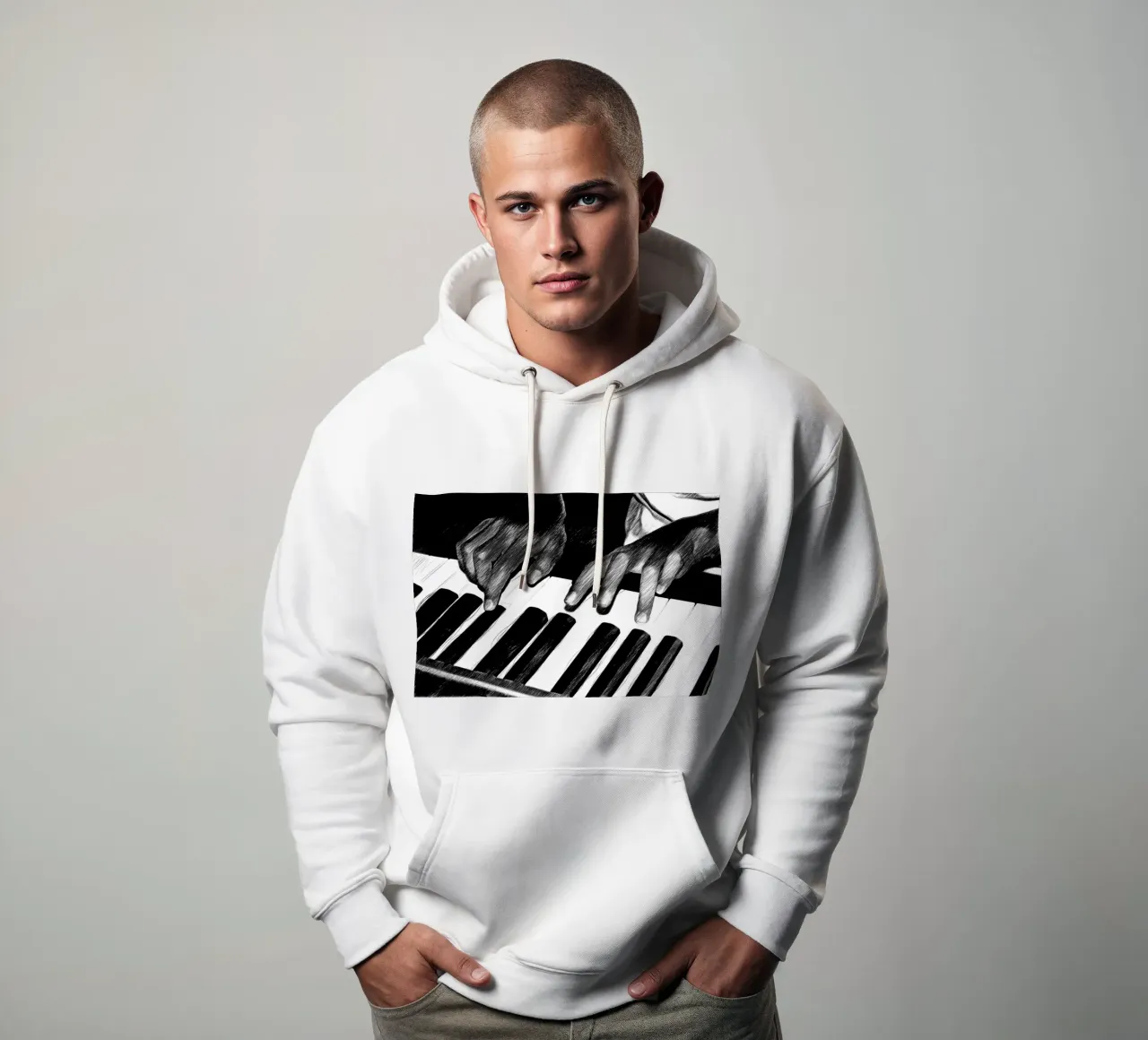 Bianco e nero felpa con cappuccio da Massimo Frascogna