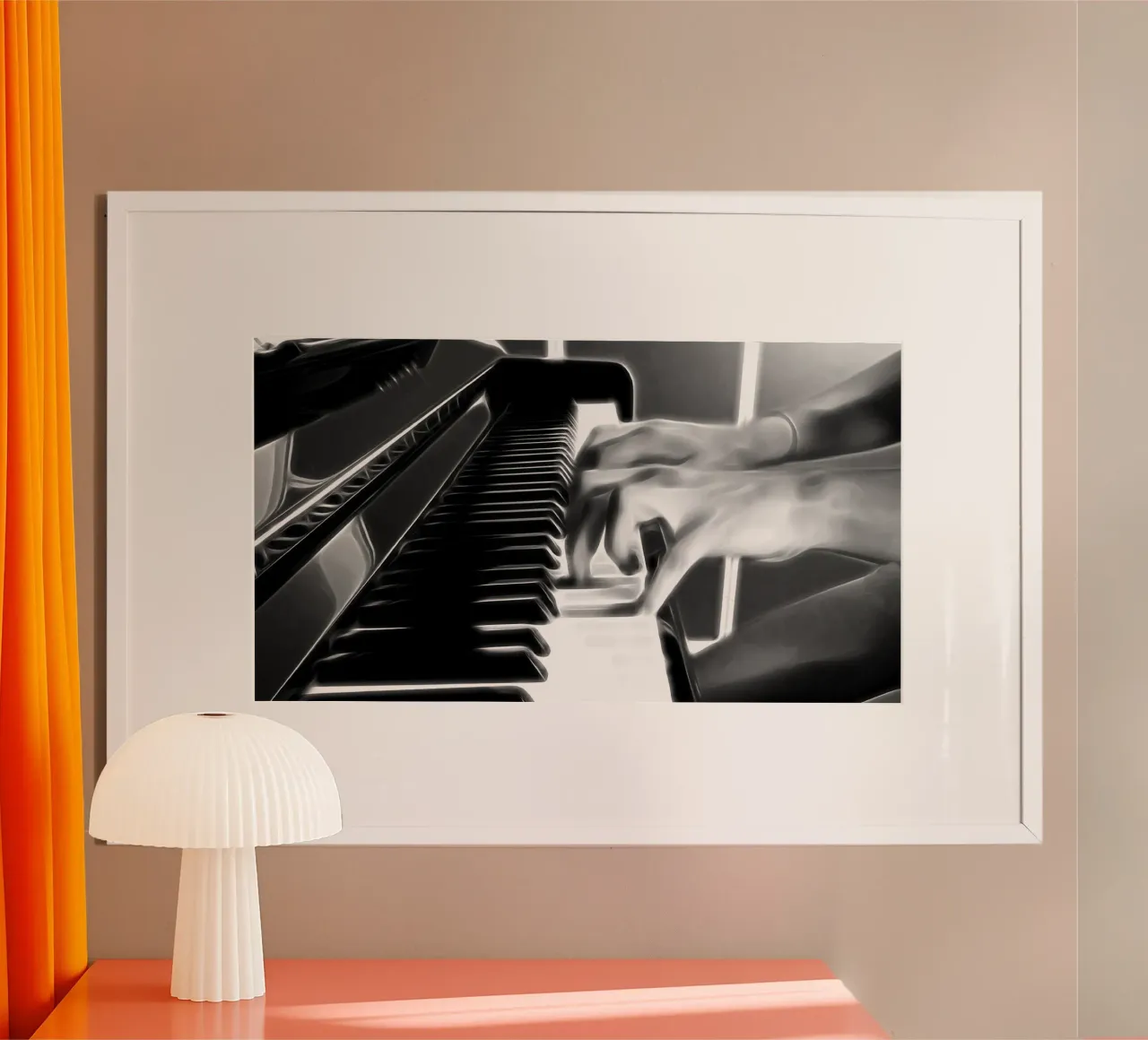 Musica in bianco e nero poster con telaio in legno da Massimo Frascogna