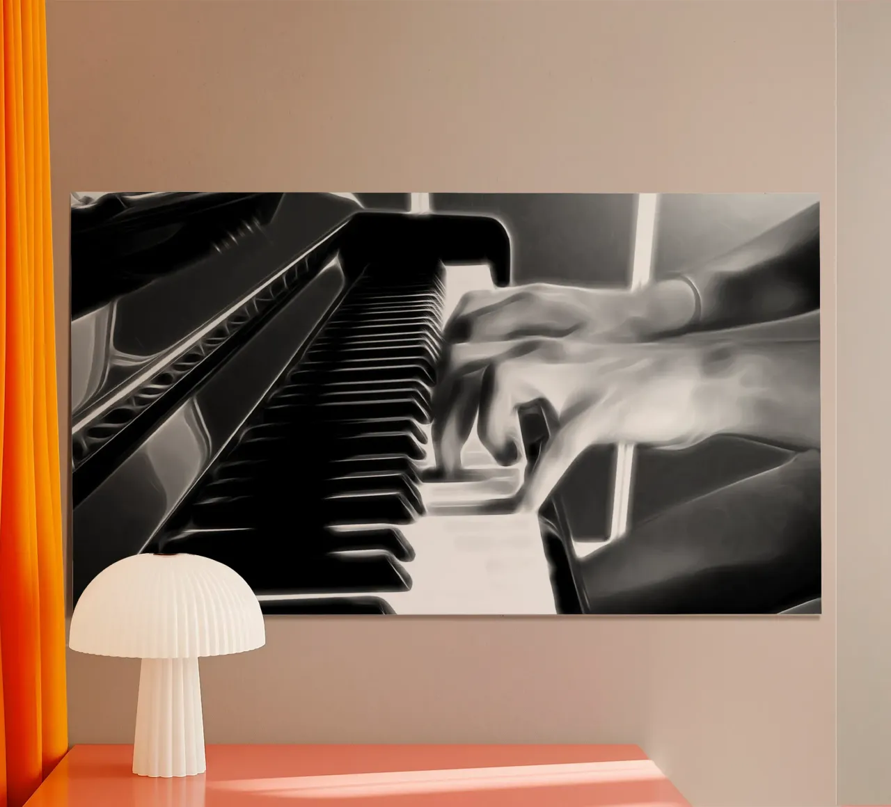 Musica in bianco e nero poster con telaio in legno da Massimo Frascogna