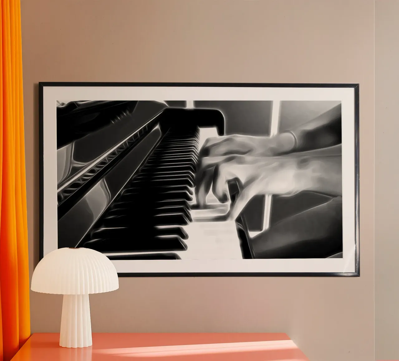 Musica in bianco e nero poster con telaio in legno da Massimo Frascogna