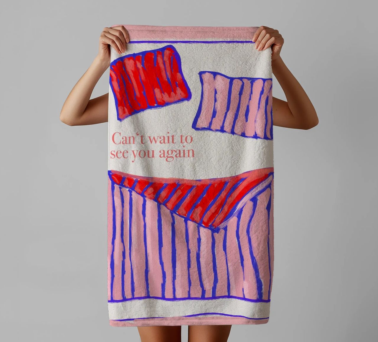 Can't wait to see you again serviette de bain de Hej Ibiza by Ute Arnold