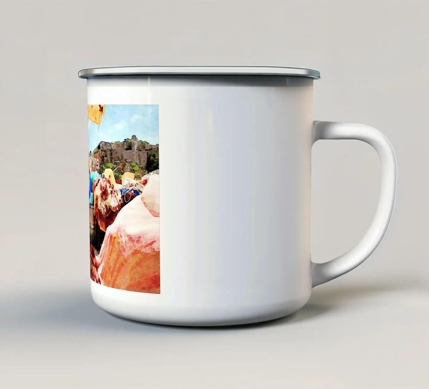 Procida enamel mug by Massimo Frascogna