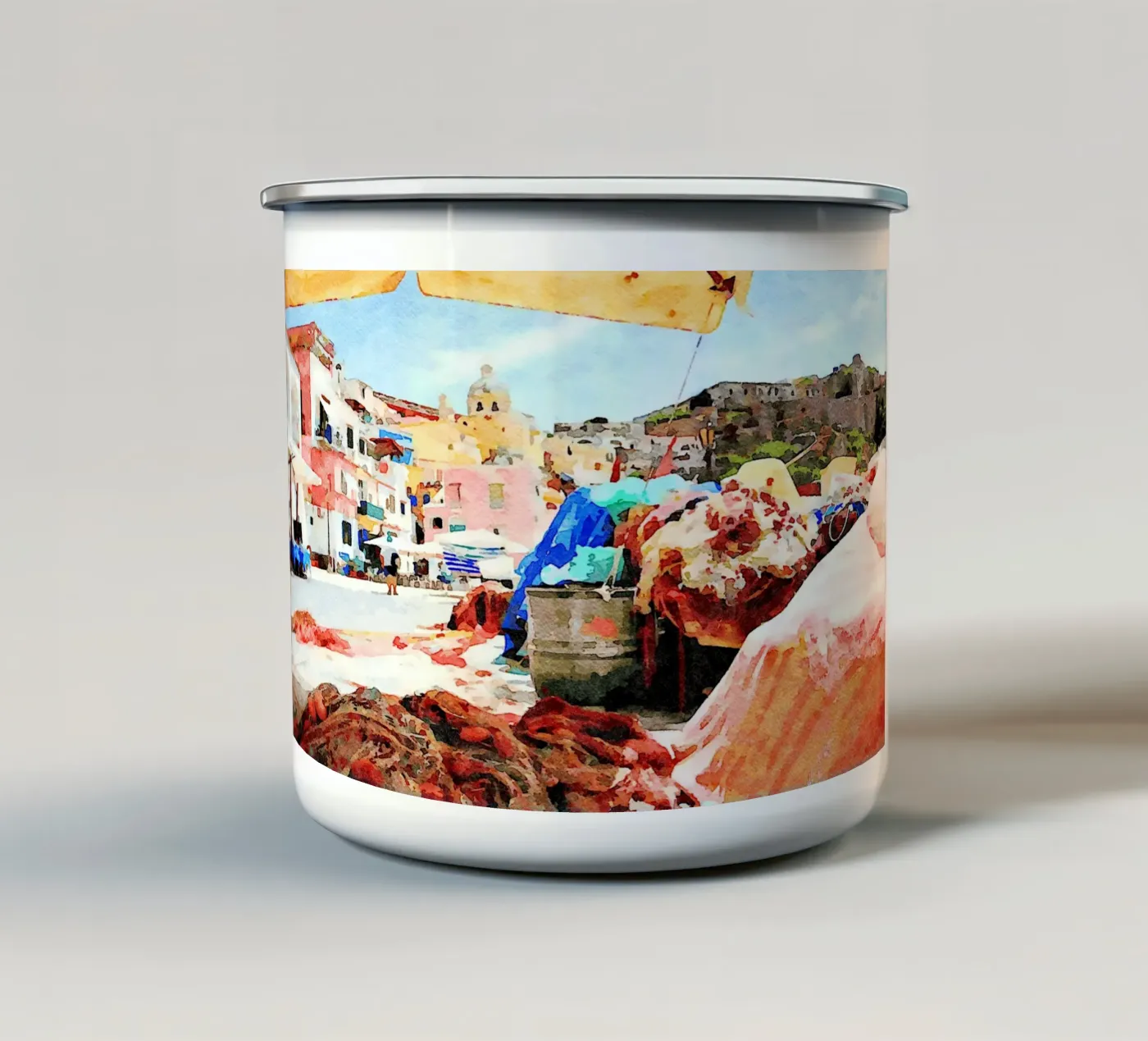 Procida enamel mug by Massimo Frascogna