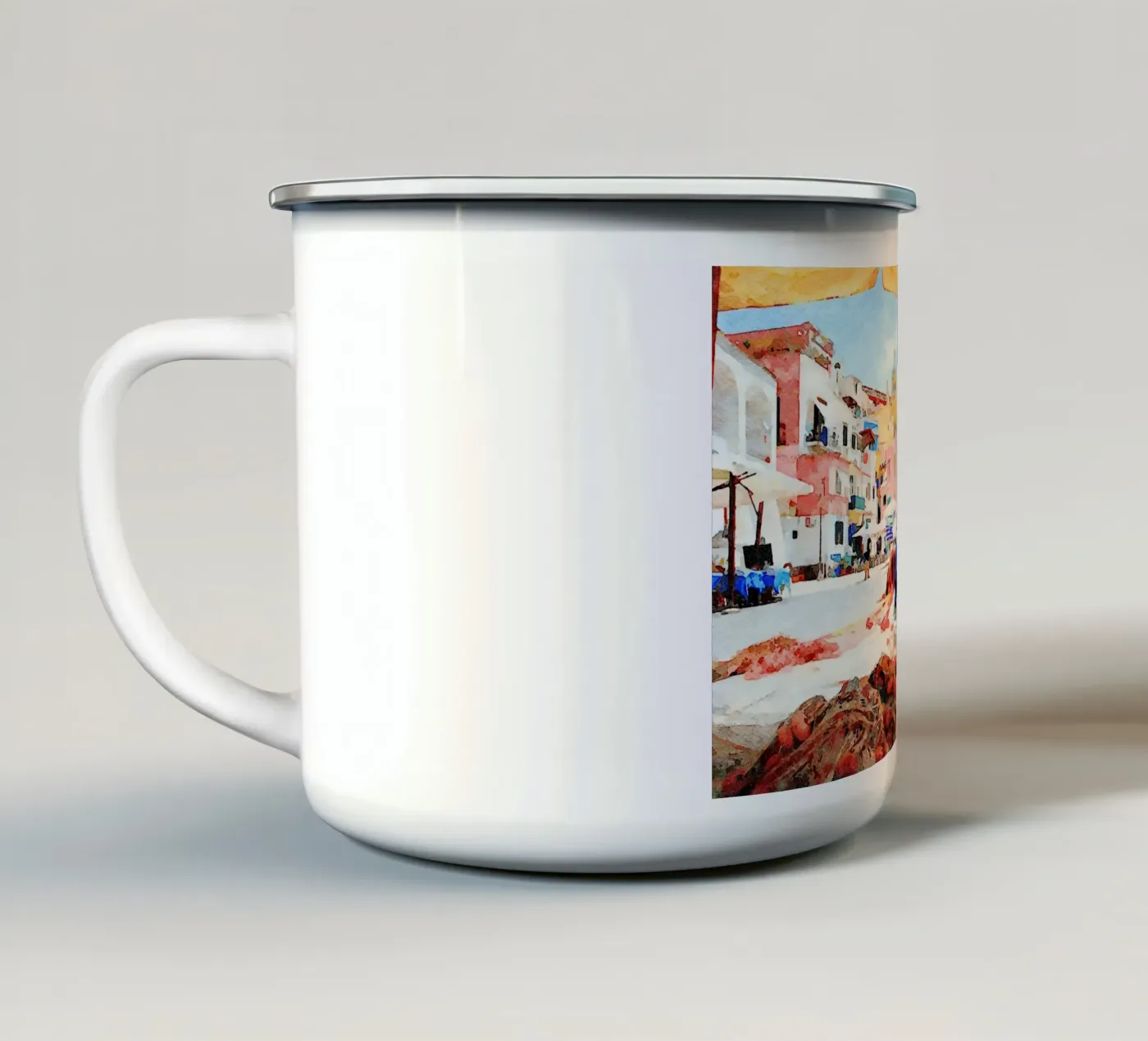 Procida enamel mug by Massimo Frascogna