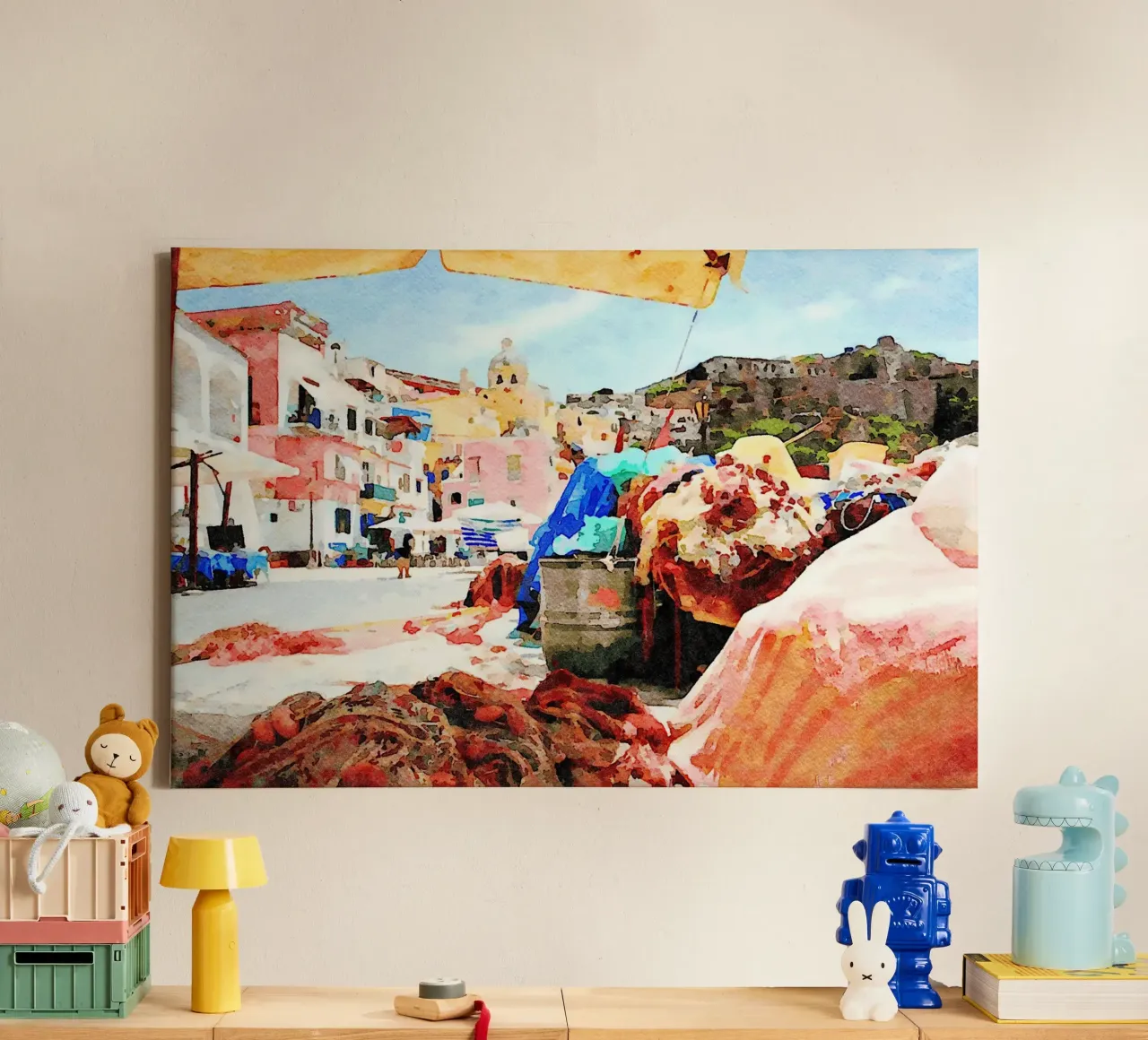 Procida tela con Cornice a cassetta da Massimo Frascogna