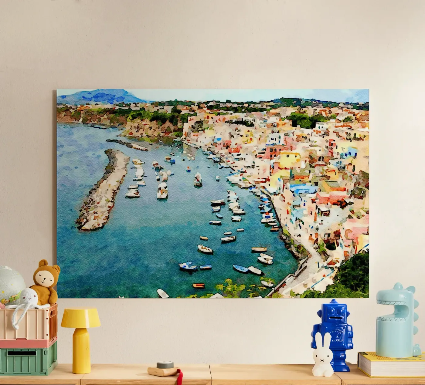 Procida acryl van Massimo Frascogna