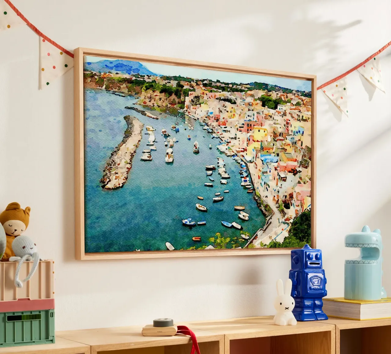Procida tela con Cornice a cassetta da Massimo Frascogna