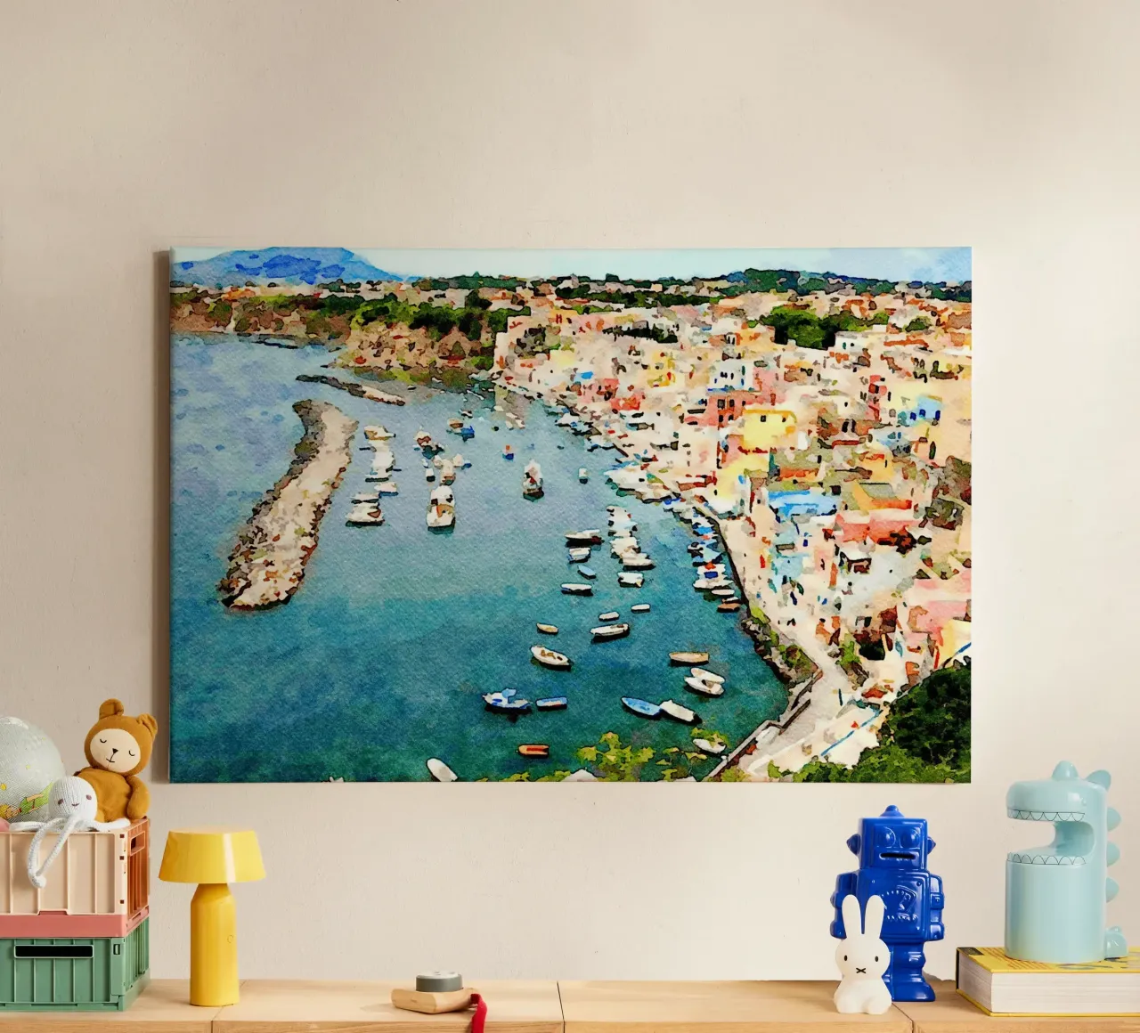 Procida tela con Cornice a cassetta da Massimo Frascogna