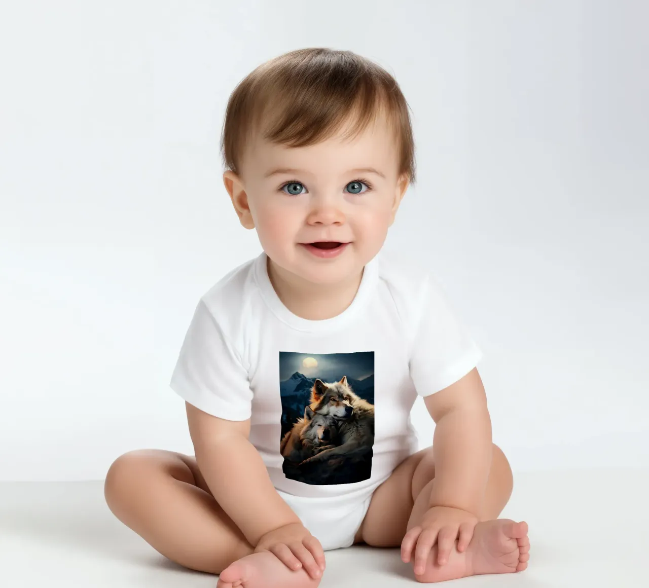 Animale lupo body neonato maniche corte da Pierre Walton