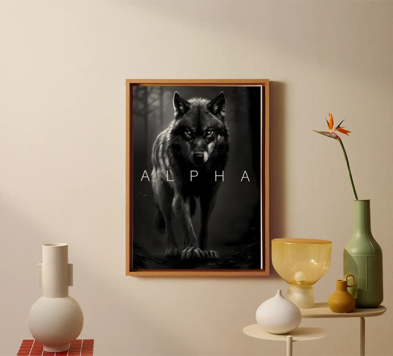 Animale lupo tela con Cornice a cassetta da Pierre Walton