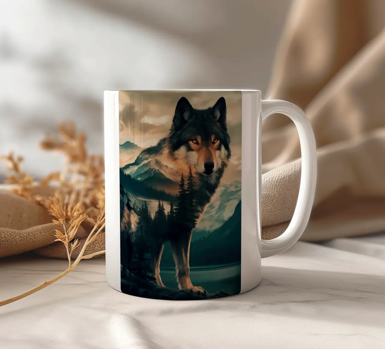 Animale lupo tazza in ceramica da Pierre Walton