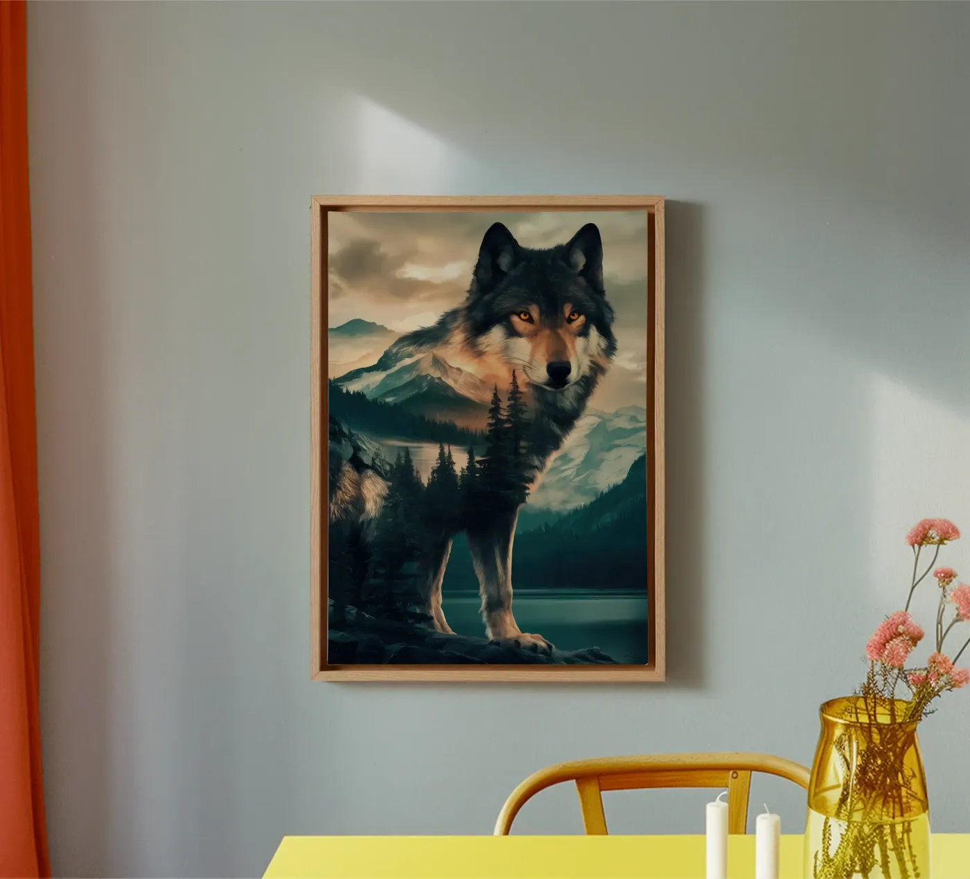 Wolf Dier canvas van Pierre Walton