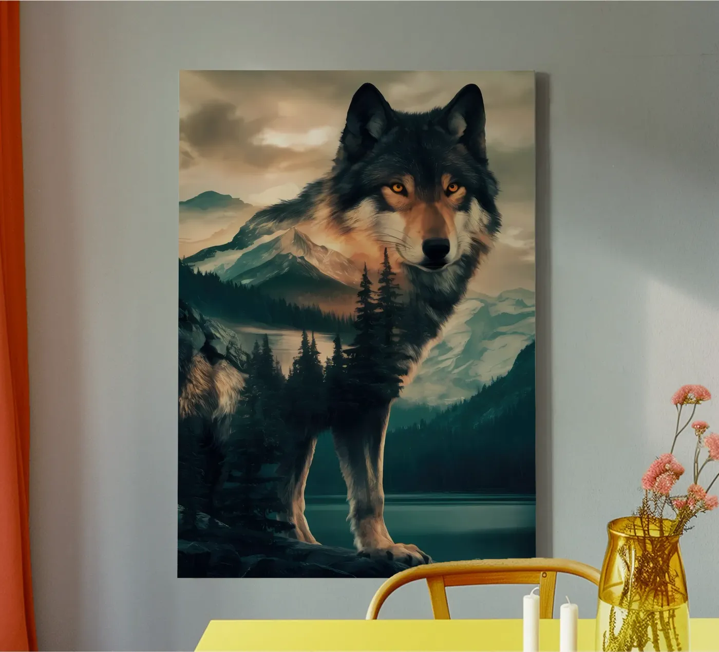 Wolf Dier canvas van Pierre Walton