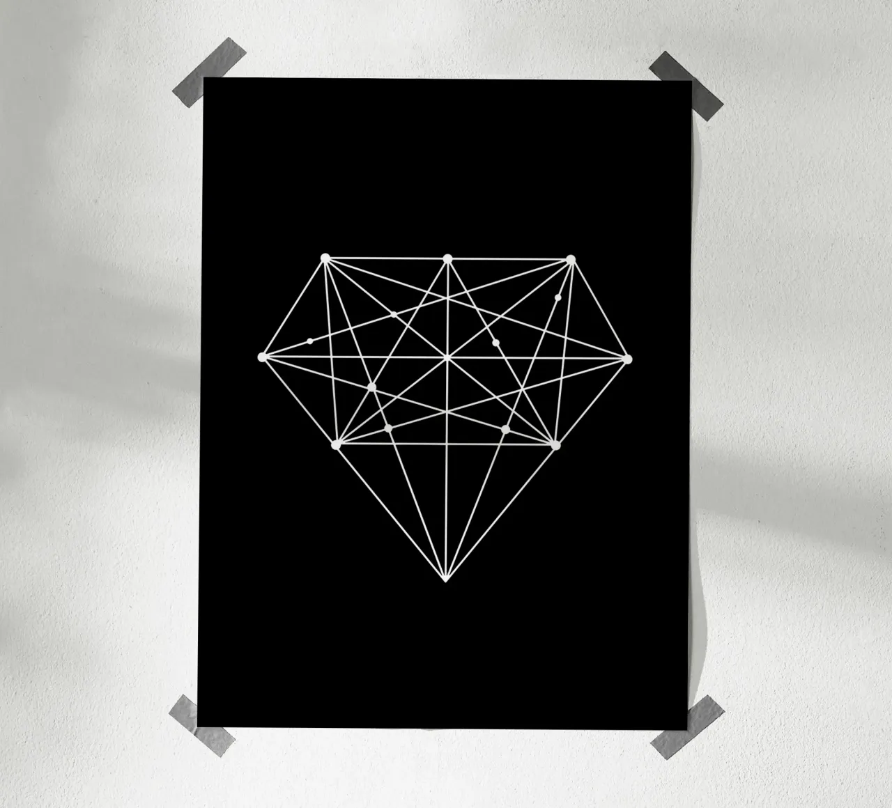 Diamond Elegant geometrisch ontwerp in zwart en wit hahnemühle van THE MOTIVATED TYPE