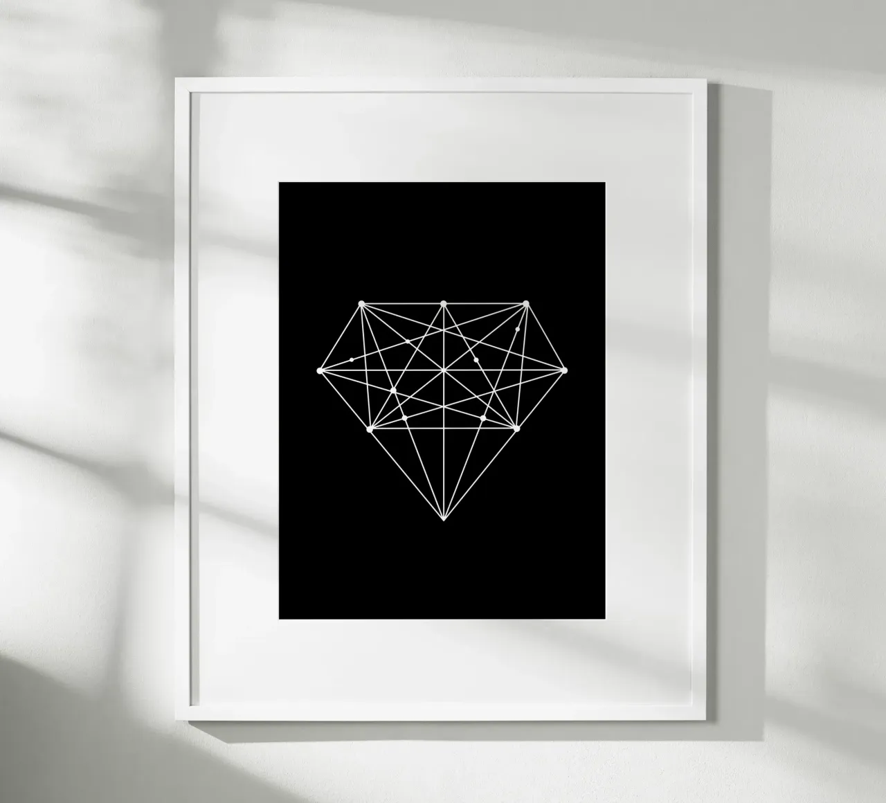 Diamond Elegant geometrisch ontwerp in zwart en wit hahnemühle van THE MOTIVATED TYPE