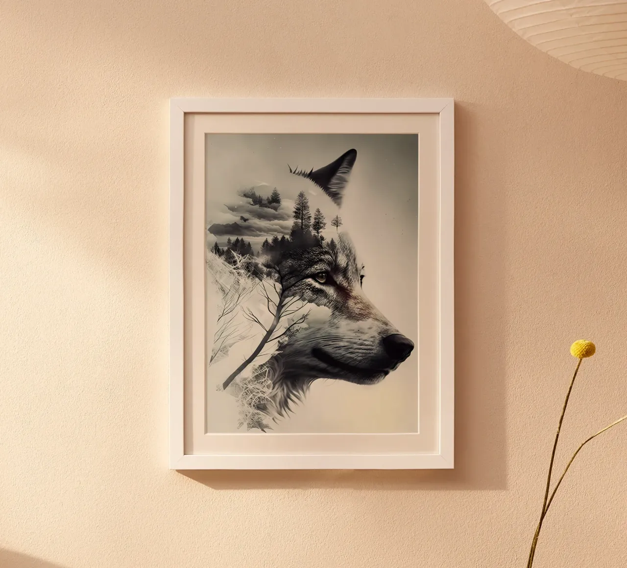 Animale lupo poster con telaio in alluminio da Pierre Walton