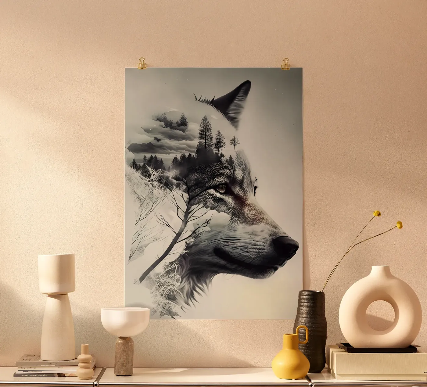 Wolf Dier poster van Pierre Walton