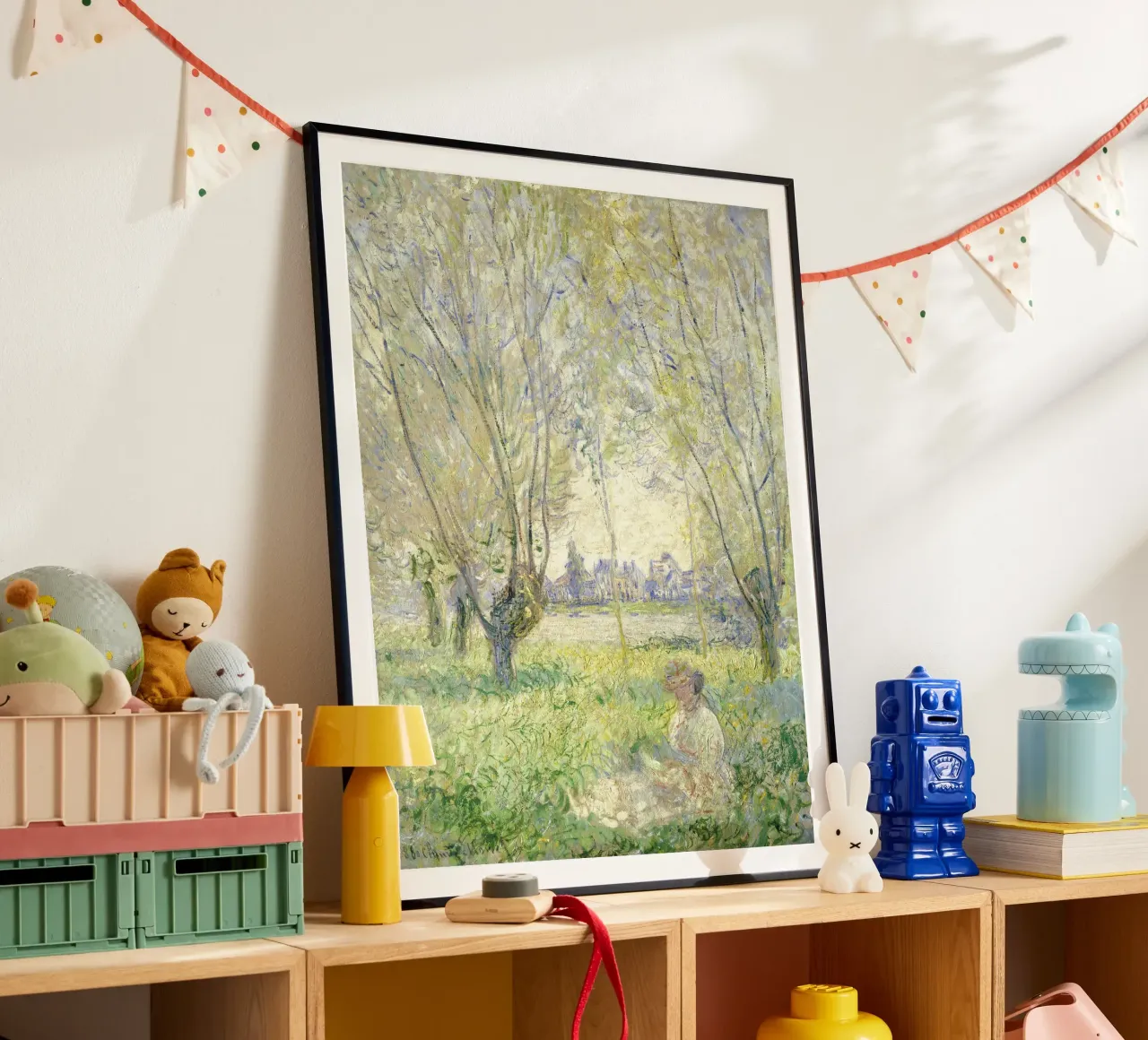 Claude Monet - Sitzende Frau unter den Weiden Poster mit Kunststoffrahmen von Timeless Artworks