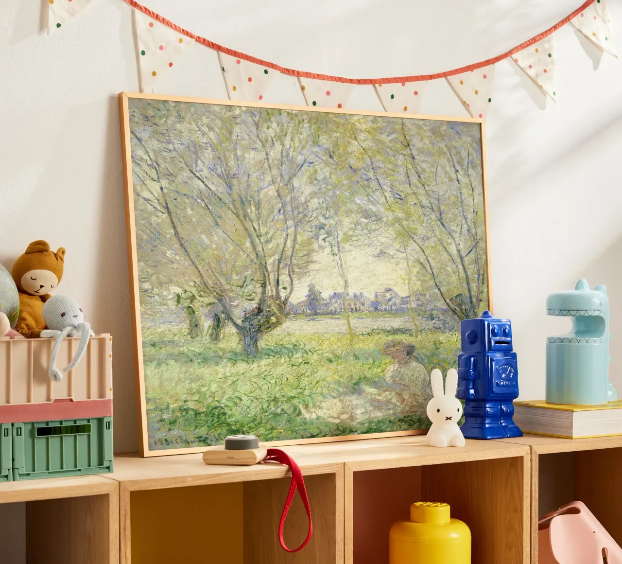 Claude Monet - Sitzende Frau unter den Weiden Poster mit Kunststoffrahmen von Timeless Artworks