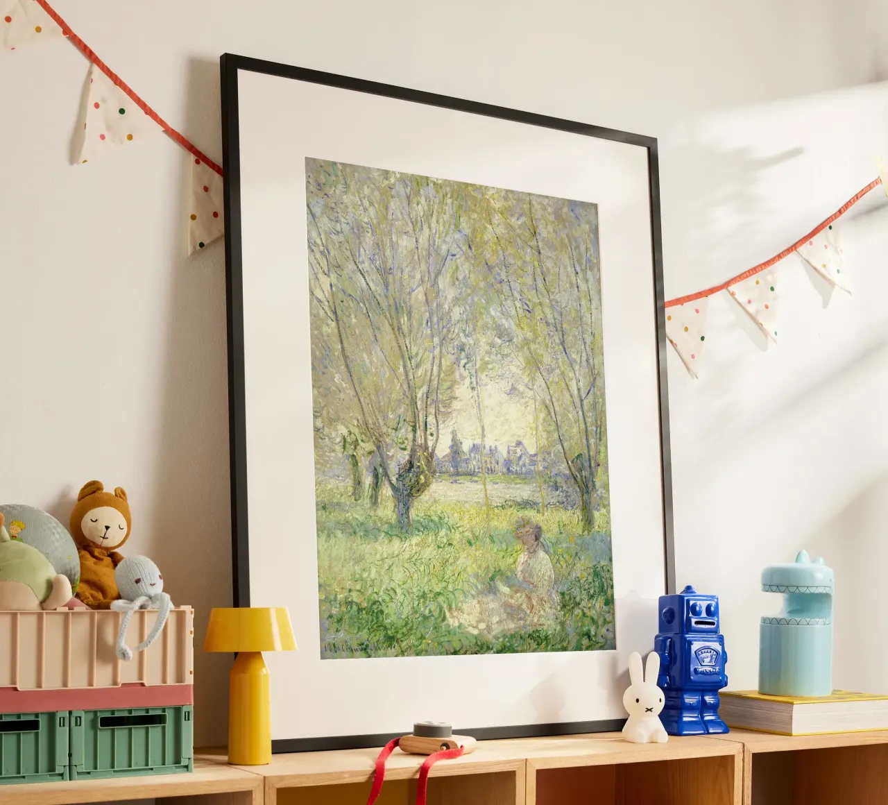 Claude Monet - Sitzende Frau unter den Weiden Poster mit Kunststoffrahmen von Timeless Artworks