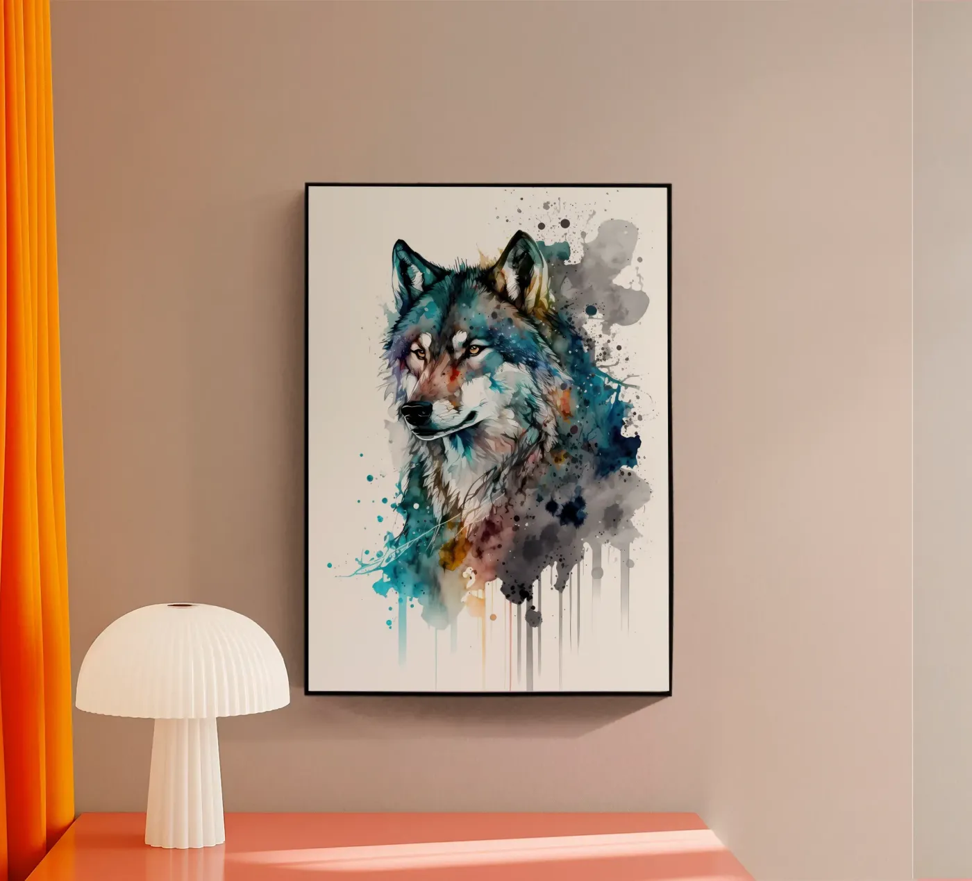 Wolf Dier acryl van Pierre Walton