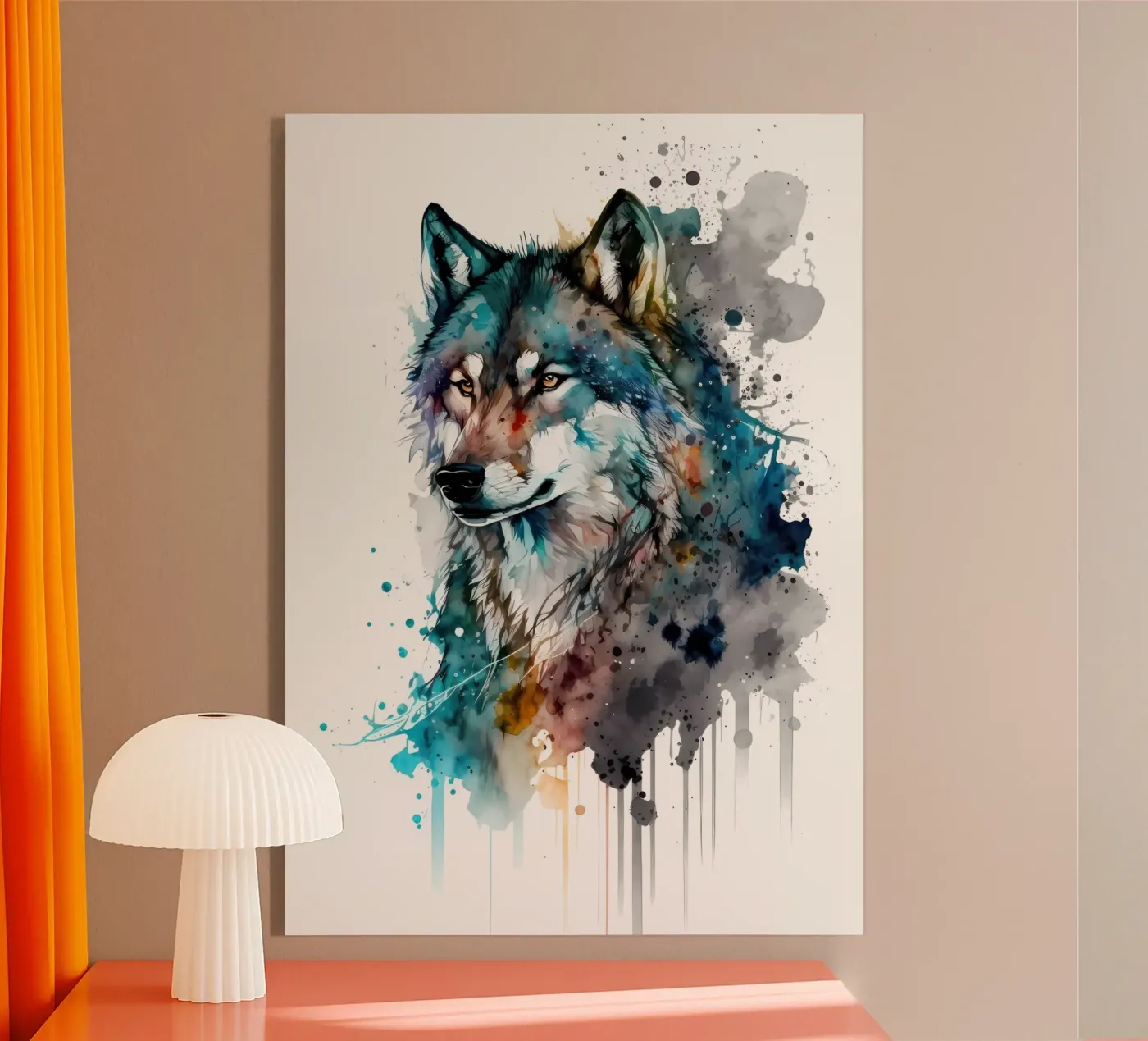 Wolf Dier acryl van Pierre Walton