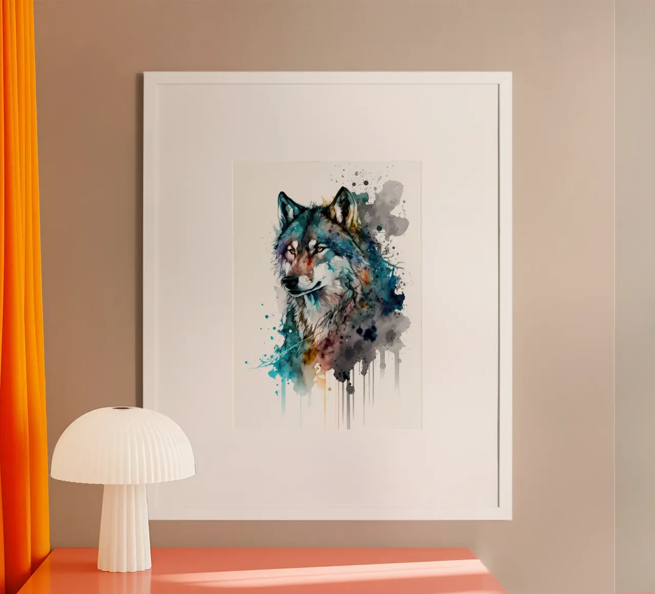 Animale lupo poster con telaio in alluminio da Pierre Walton