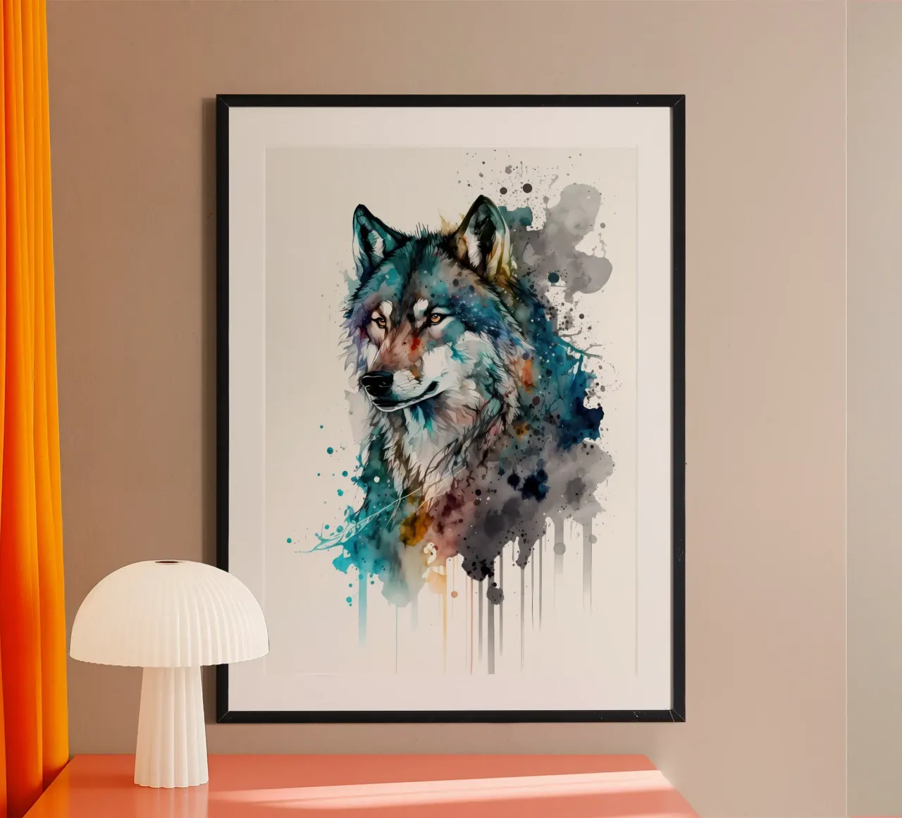Animale lupo poster con telaio in alluminio da Pierre Walton